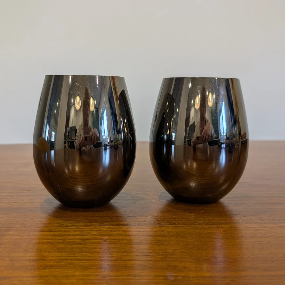 Preloved Viski 6455 Warren: Gunmetal Black Stemless Wine Glasses (Set Of 2) - Picture 7 of 7